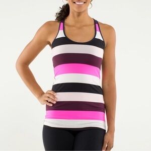 Lululemon Tank Top Striped Racerback Pink Athletic Stretchy Size 8-10